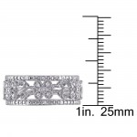 Sterling Silver 1/10ct TDW Diamond Filigree Vintage Band 3-Piece Set - Handcrafted By Name My Rings™