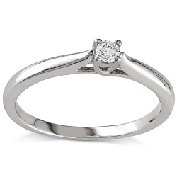 Sterling Silver 1/10ct TDW Diamond Solitaire Promise Ring - Handcrafted By Name My Rings™