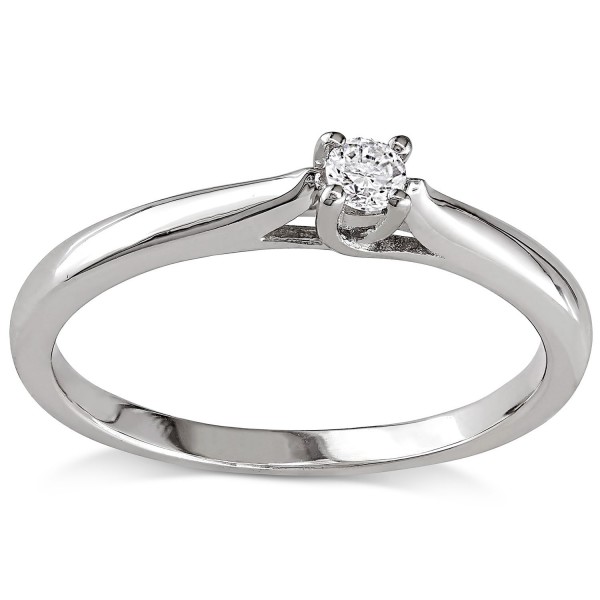 Sterling Silver 1/10ct TDW Diamond Solitaire Promise Ring - Handcrafted By Name My Rings™