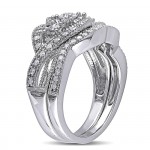 Sterling Silver 1/2ct TDW Diamond Split Shank Engagement Wedding Bridal Ring Set - Handcrafted By Name My Rings™