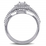 Sterling Silver 1/2ct TDW Princess and Round-cut Diamond Halo Bridal Ring Set - Handcrafted By Name My Rings™