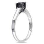 Sterling Silver 1/2ct TDW Princess-cut Black Diamond Solitaire Engagement Ring - Handcrafted By Name My Rings™