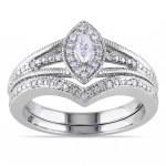Sterling Silver 1/3ct TDW Diamond Bridal Ring Set - Handcrafted By Name My Rings™