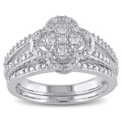 Sterling Silver 1/3ct TDW Diamond Bridal Ring Set - Handcrafted By Name My Rings™