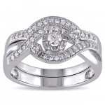 Sterling Silver 1/3ct TDW Diamond Bridal Ring Set - Handcrafted By Name My Rings™
