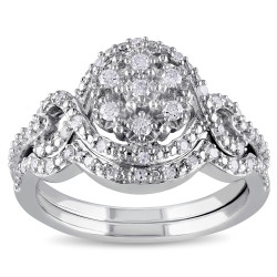 Sterling Silver 1/3ct TDW Diamond Bridal Set - Handcrafted By Name My Rings™