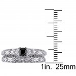 Sterling Silver 1/3ct TDW Diamond Filigree Vintage Bridal Ring Set - Handcrafted By Name My Rings™