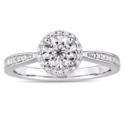 Sterling Silver 1/3ct TDW Diamond Halo Engagement Ring - Handcrafted By Name My Rings™