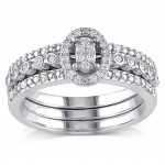Sterling Silver 1/3ct TDW Oval Diamond Bridal Set - Handcrafted By Name My Rings™