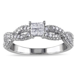 Sterling Silver 1/3ct TDW Princess-cut Braided Diamond Ring - Handcrafted By Name My Rings™
