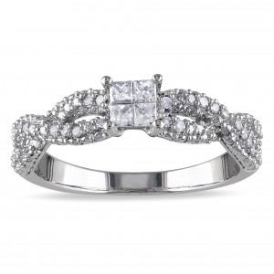 Sterling Silver 1/3ct TDW Princess-cut Braided Diamond Ring - Handcrafted By Name My Rings™