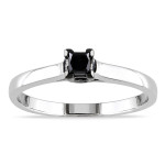 Sterling Silver 1/4ct TDW Black Diamond Solitaire Ring - Handcrafted By Name My Rings™