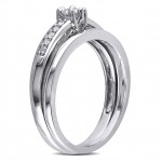 Sterling Silver 1/4ct TDW Diamond Bridal Ring Set - Handcrafted By Name My Rings™