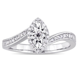 Sterling Silver 1/4ct TDW Diamond Bypass Style Engagement Ring - Handcrafted By Name My Rings™