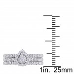 Sterling Silver 1/4ct TDW Diamond Cluster Teardrop Halo Engagement Ring 3-piece Bridal Set - Handcrafted By Name My Rings™