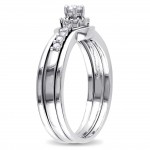 Sterling Silver 1/4ct TDW Diamond Halo Bridal Ring Set - Handcrafted By Name My Rings™