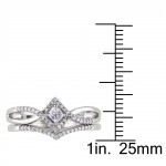 Sterling Silver 1/4ct TDW Diamond Split Shank Halo Bridal Ring Set - Handcrafted By Name My Rings™