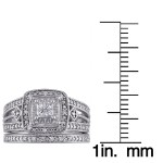 Sterling Silver 1/4ct TDW Princess-cut Diamond Bridal Ring Set - Handcrafted By Name My Rings™