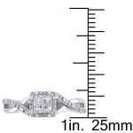 Sterling Silver 1/4ct TDW Princess-cut Diamond Crossover Halo Engagement Ring - Handcrafted By Name My Rings™