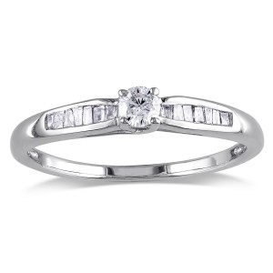 Sterling Silver 1/4ct TDW Round-cut Diamond Promise Ring - Handcrafted By Name My Rings™