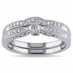 Sterling Silver 1/5ct TDW Diamond Bridal Ring Set - Handcrafted By Name My Rings™