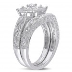 Sterling Silver 1/5ct TDW Diamond Milgrain Bridal Ring Set - Handcrafted By Name My Rings™