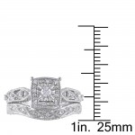 Sterling Silver 1/5ct TDW Diamond Milgrain Bridal Ring Set - Handcrafted By Name My Rings™