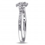 Sterling Silver 1/6ct TDW Diamond Clustered Halo Engagement Ring - Handcrafted By Name My Rings™