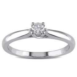 Sterling Silver 1/6ct TDW Diamond Solitaire Ring - Handcrafted By Name My Rings™