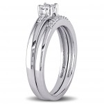 Sterling Silver 1/6ct TDW Princess-cut Diamond Bridal Ring Set - Handcrafted By Name My Rings™