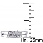 Sterling Silver 1/6ct TDW Princess-cut Diamond Bridal Ring Set - Handcrafted By Name My Rings™