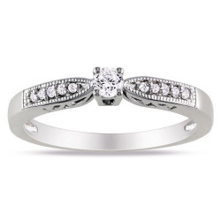 Sterling Silver 1/6ct TDW Round Diamond Ring - Handcrafted By Name My Rings™