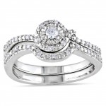 Sterling Silver 1/7ct TDW Diamond Bridal Ring Set - Handcrafted By Name My Rings™