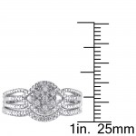 Sterling Silver 1/7ct TDW Diamond Cluster Split Shank Bridal Ring Set - Handcrafted By Name My Rings™