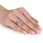 Sterling Silver 1/7ct TDW Diamond Cluster Split Shank Bridal Ring Set - Handcrafted By Name My Rings™