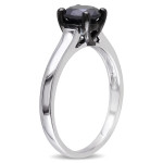 Sterling Silver 1ct TDW Black Diamond Solitaire Engagement Ring - Handcrafted By Name My Rings™