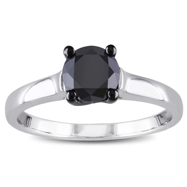 Sterling Silver 1ct TDW Black Diamond Solitaire Engagement Ring - Handcrafted By Name My Rings™