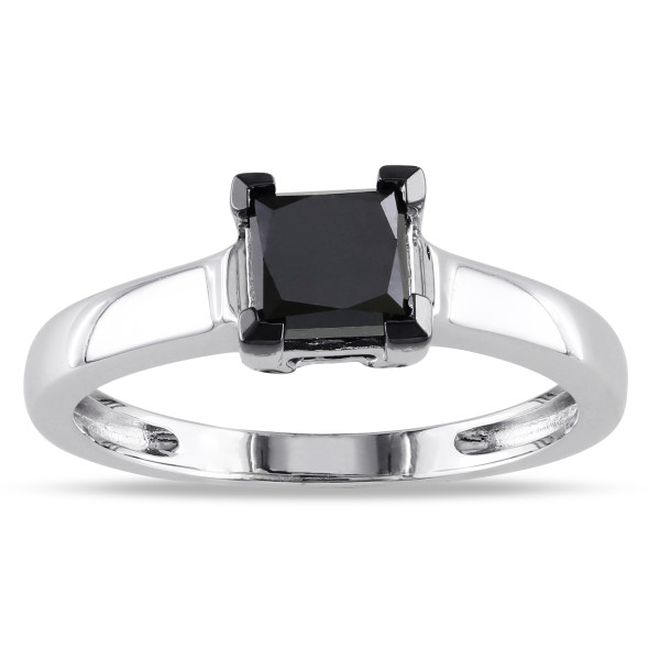 Sterling Silver 1ct TDW Black Diamond Solitaire Ring - Handcrafted By Name My Rings™