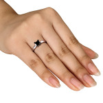 Sterling Silver 1ct TDW Black Diamond Solitaire Ring - Handcrafted By Name My Rings™