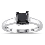 Sterling Silver 1ct TDW Black Diamond Solitaire Ring - Handcrafted By Name My Rings™