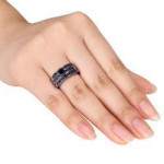 Sterling Silver 1ct TDW Black Diamond Stackable 3-piece Engagement Bridal Ring Set - Handcrafted By Name My Rings™