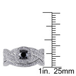 Sterling Silver 1ct TDW Black and White Diamond Bridal Ring Set - Handcrafted By Name My Rings™ Sterling Silver 1ct TDW Black and White Diamond Bridal Ring Set - Handcrafted By Name My Rings™