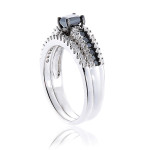Sterling Silver 1ct TDW Black and White Diamond Ring Set - Handcrafted By Name My Rings™
