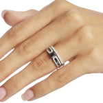 Sterling Silver 1ct TDW Black and White Diamond Ring Set - Handcrafted By Name My Rings™