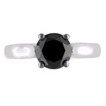 Sterling Silver 2ct TDW Black Diamond Solitaire Ring - Handcrafted By Name My Rings™