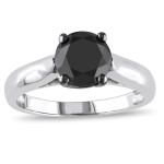 Sterling Silver 2ct TDW Black Diamond Solitaire Ring - Handcrafted By Name My Rings™