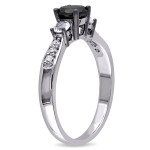 Sterling Silver 3/ 4ct TDW Black Diamond and White Sapphire Engagement Ring - Handcrafted By Name My Rings™