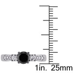 Sterling Silver 3/ 4ct TDW Black Diamond and White Sapphire Engagement Ring - Handcrafted By Name My Rings™