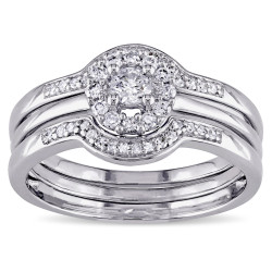 Sterling Silver 3/8ct TDW Diamond Bridal Ring Set - Handcrafted By Name My Rings™