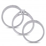 Sterling Silver 5/8ct TDW Diamond Bridal Ring Set - Handcrafted By Name My Rings™